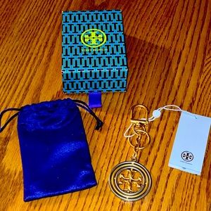 Brand-New Tory Burch Two Tone Key Chain “ROTATING LOGO KEY FOB”